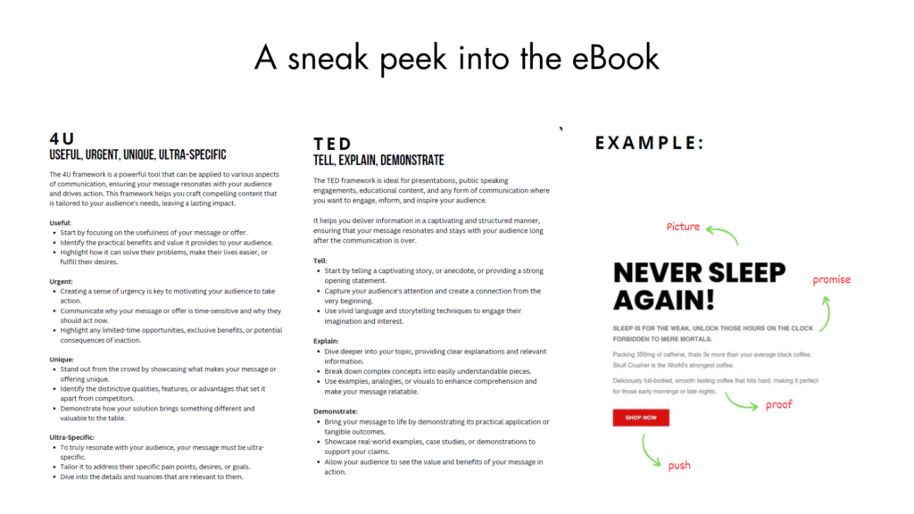 sneak peek into the eBook: 59 Powerful & Proven Content Frameworks [50,000,000 views & $10,000,000 in sales]